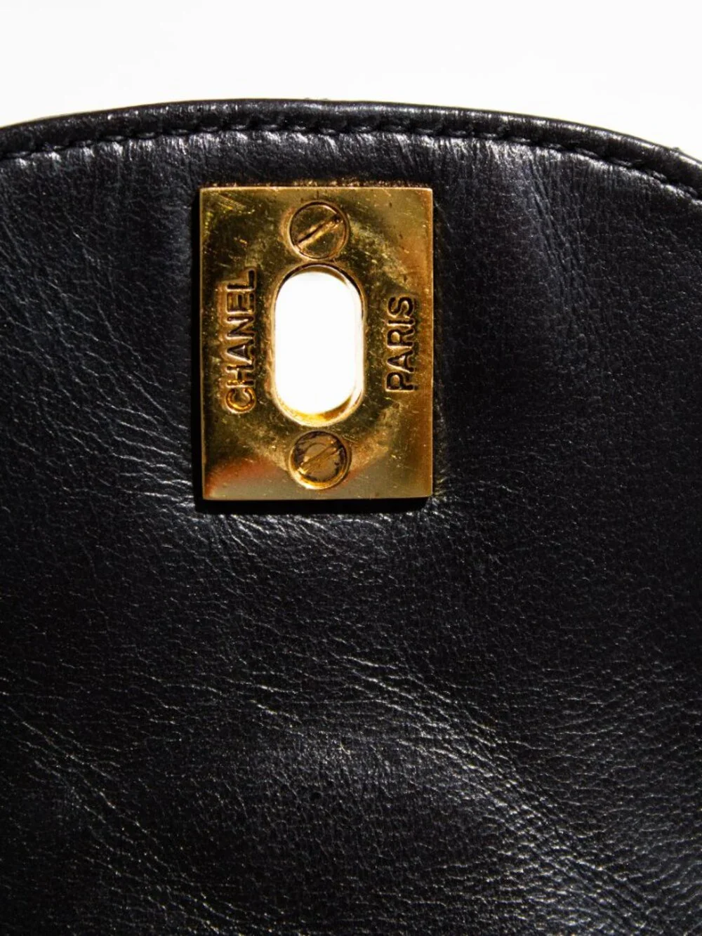 Chanel Vintage 1996 Black Lambskin Leather 24K Gold CC Turnlock 90s Phone Holder